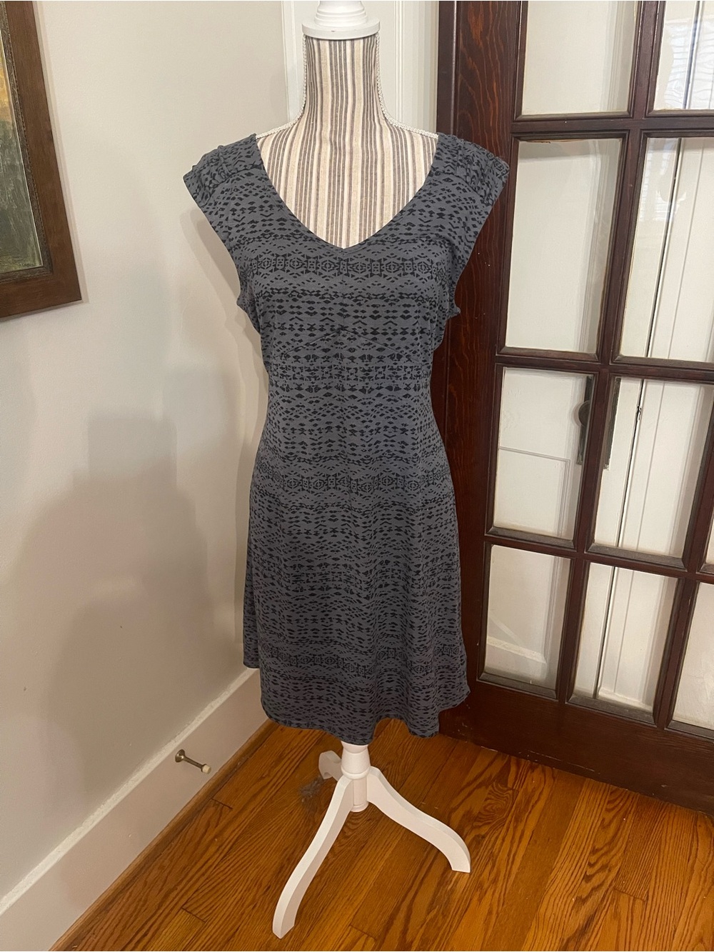 Marmot Gray Patterned V-Neck Mini Dress